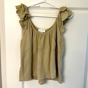 Cotton gauze flutter sleeve tank top in sage green size medium by Mable